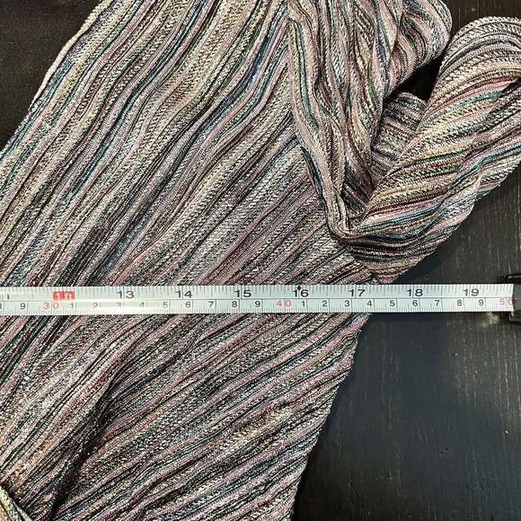 Julia Jordan Multi Colored Shimmery Stripe Metallic Long Sleeve Faux Wrap Dress - Picture 14 of 15